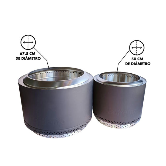 Brasero K-Fire 70 Negro Kaltemp + Base | Sin Humo Acero Inoxidable